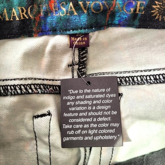 HP! NWT Marchesa Voyage Peacock Feather Print Boho Ankle Cropped Skinny Jeans - Picture 12 of 13